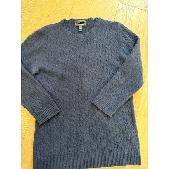 J.CREW Collection Women's S Crewneck Sweater Cashmere Navy Cable Knit - Picture 4 of 7